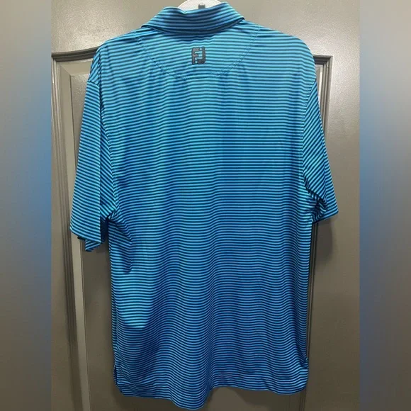 2 for $25 - BUNDLE - FootJoy Men's Blue Striped Golf Polo Shirt Size M - Picture 5 of 6